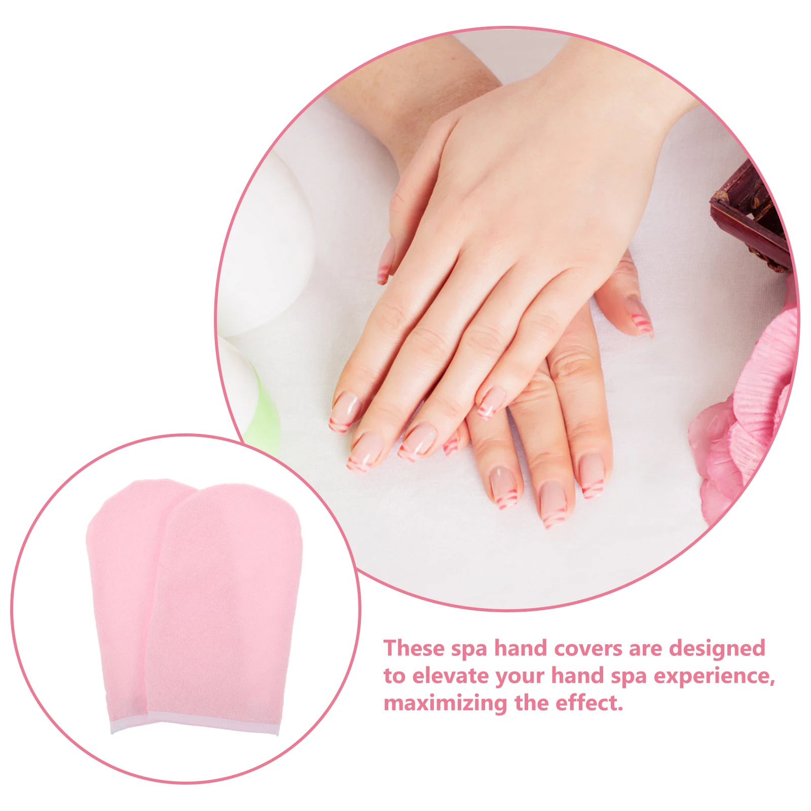 

2pcs Wax Hand Mask Cotton Gloves Paraffin Protectors Soft Covers Baby Pink White Edge 25x15cm Salon Spa Mitts Reusable Hand