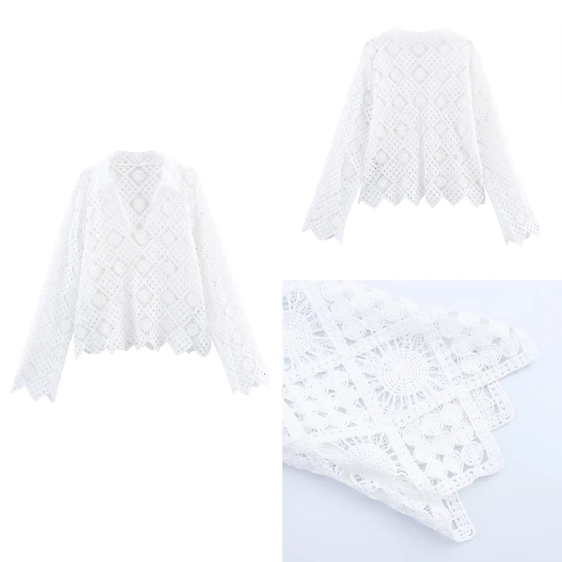 

Ele Embroidered V-Ne Long Sve irt Women's Faion Sle Versatile Quali Polyester Fiber Commute Loose Fit irt