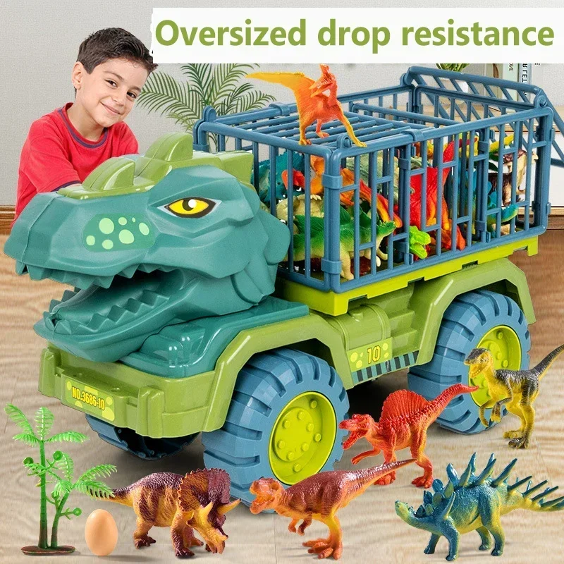 New Car Toy Dinosaurs Transport Car Dinosaur Carrier Truck Indominus Rex Jurassic World Dinosaurs Toys Christmas Gifts For Kids