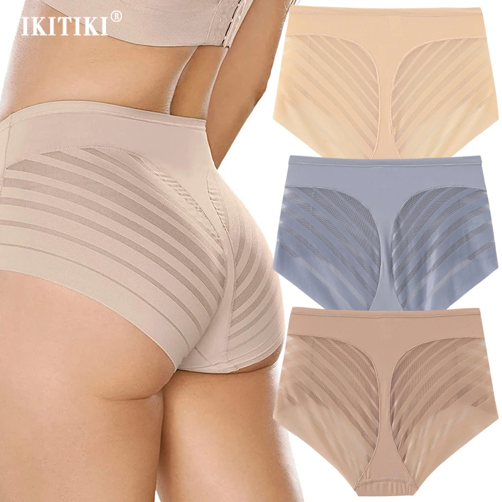 

Сексуальные сетчатые трусики с эффектом утягивания живота для женщин, со средней посадкой, невидимые, для плоского живота, женские, больших размеров, прозрачные трусики