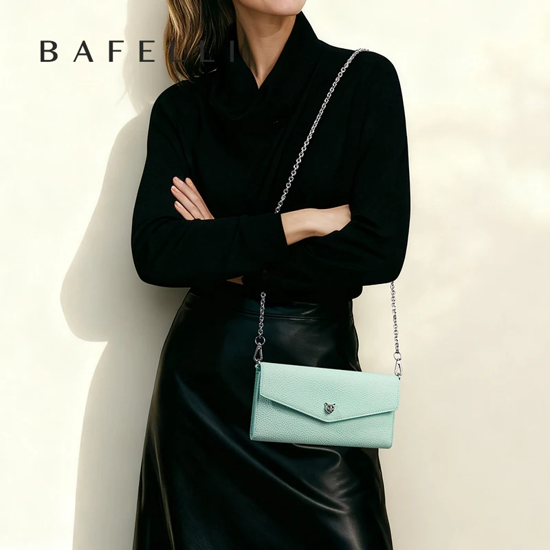 Fashionable Chain Handle Long Wallet with Multiple Compartments Genuine Leather Handbag Stylish Organized Accessory