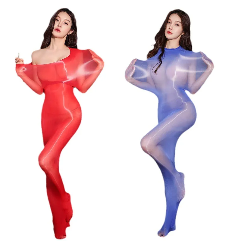 Oil Shiny Seamless Full Body Stockings Sleeping Bag Bondage Pullover Oily One-piece One-piece All-inclusive Tights 8D Ultra-Thin