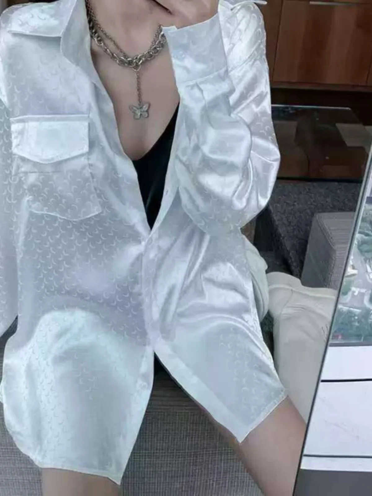 

Retro Hong Kong Sle Long Sve Women's irt Floral Embroidery Loose Fit Spring Autumn New Faion Casual Top