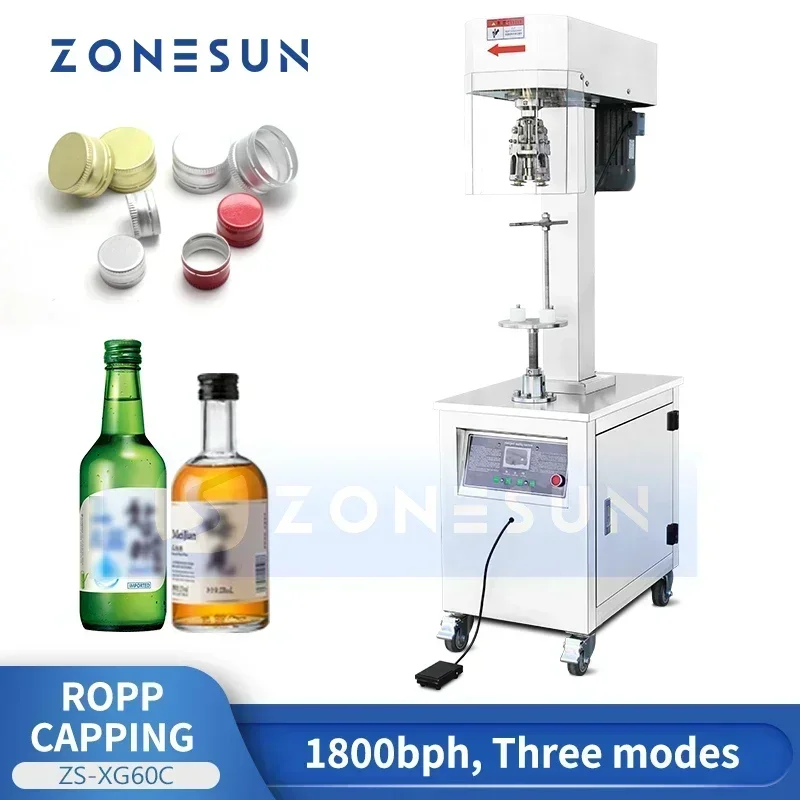 

Zonesun Semi Automatic ROPP Capping Machine ROPP Capper Roll On Pilfer Proof Capping Machine Cap Sealing Machine ZS-XG60C