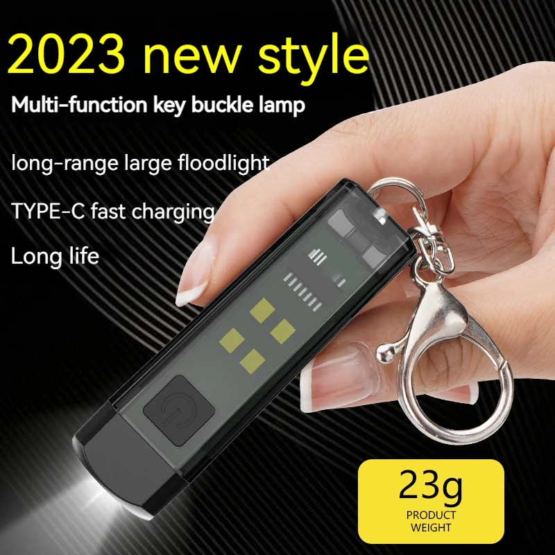 EDC Keychain LED Flashlight Mini Keychain Lights Rechargeable Outdoor Portable Camping Pocket Lanterns Warning Lights