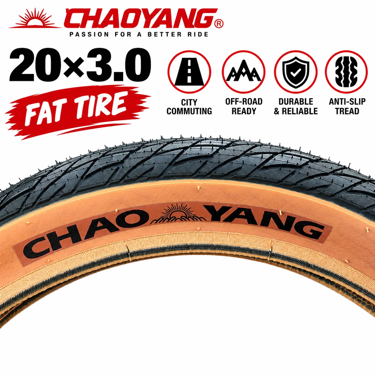 CHAOYANG H-5213E 20x3.0 Fatbike-Reifen 76-406 30TPI 770g E-Bike Fahrradreifen 2er-Pack – Detail 5