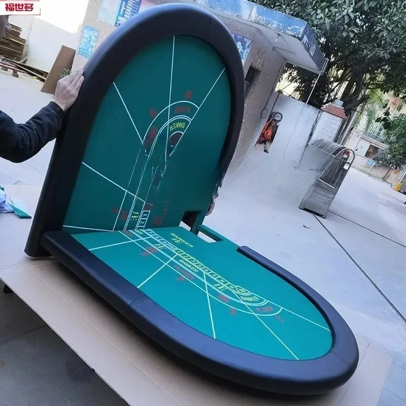 A  Baccarat Table Chip Poker Entertainment Table Square Tube Iron Foot Foldable Desktop Foldable