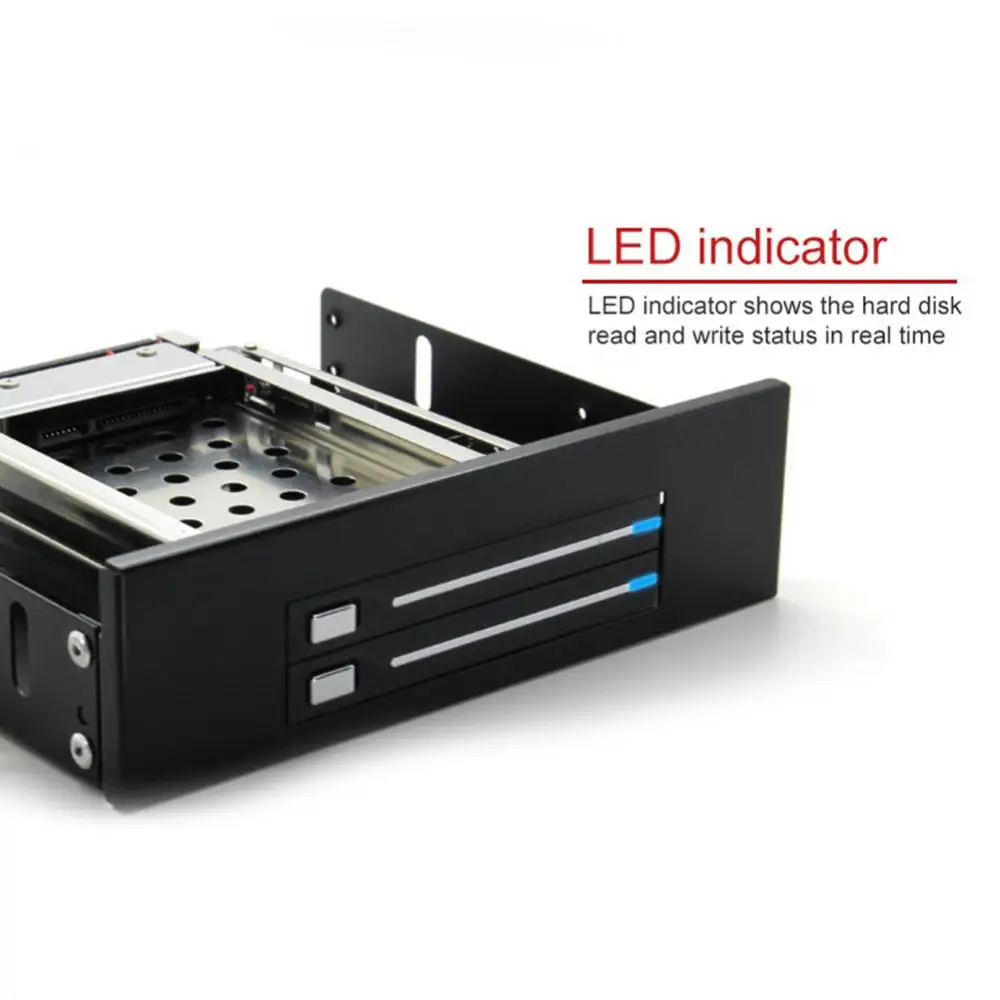 2.5in Hard Drive Enclosure Mobile SSD Internal Dual Bay 2.5inch SATA HDD Tray Rack