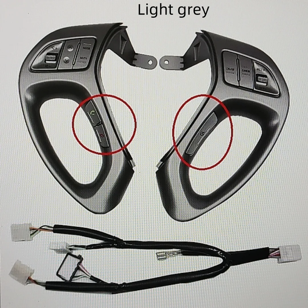 

For Hyundai Tucson ix35 Car Steering Wheel Cruise Bluetooth Control Buttons With Cables Light Grey