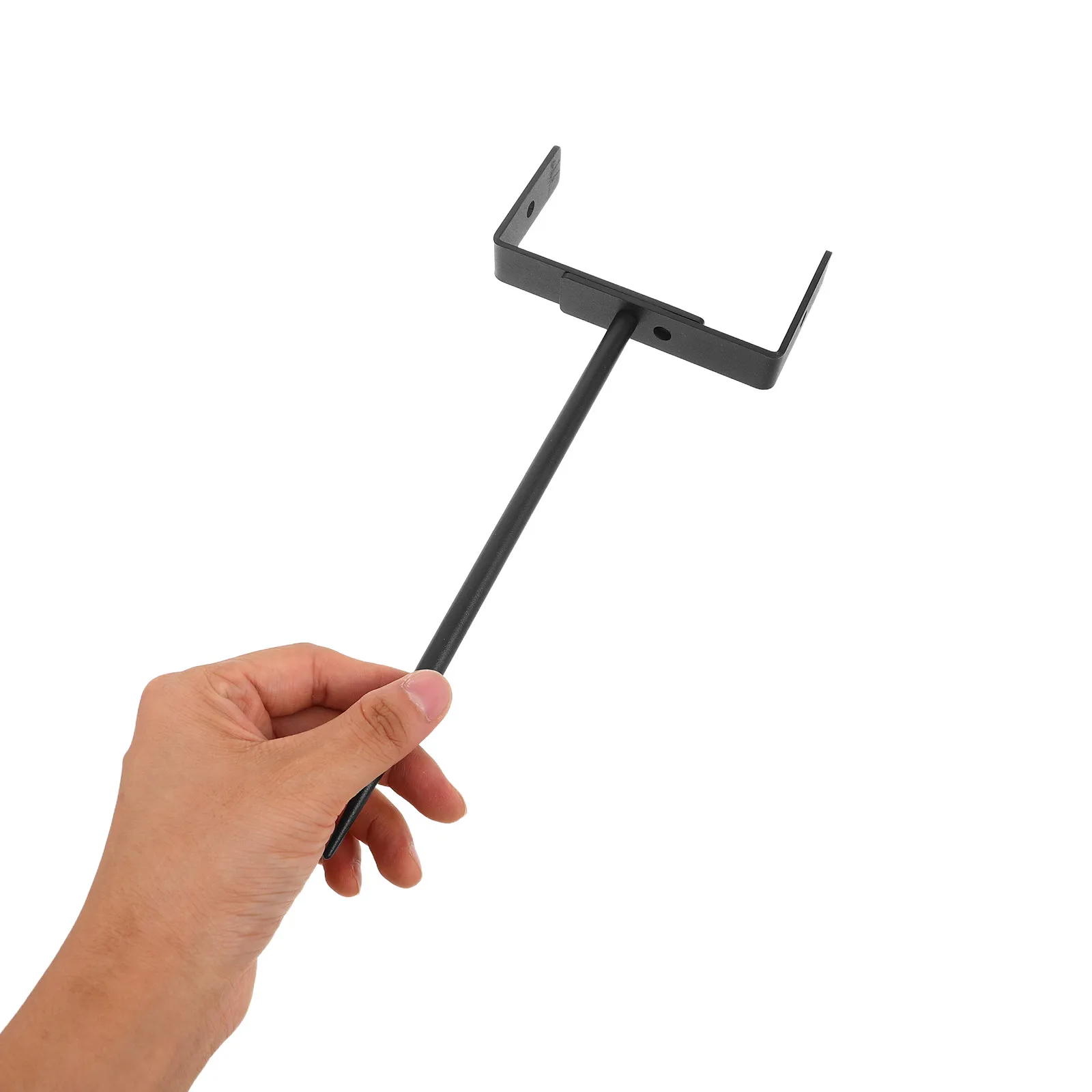 2Pcs Adjustable Downspout Bracket Sleek Black Gutter Downspout Stake with Anchor Bolts for Drainage Efficiency