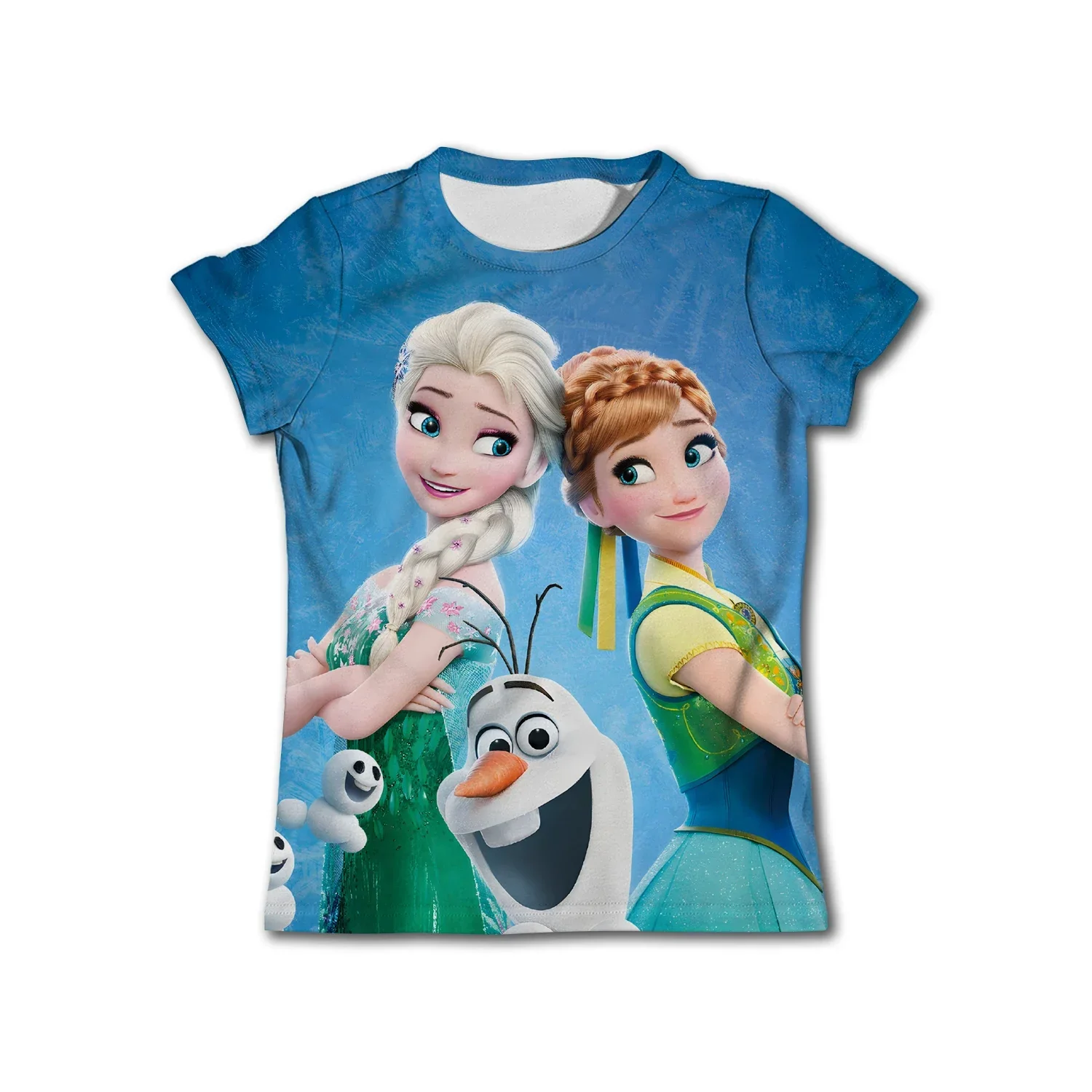 Kawaii Anna Elsa Frozen T Shirt Girl Tops Tees Kids Girls Clothes Disney T-shirts Children Short Sleeve Birthday Party Costume