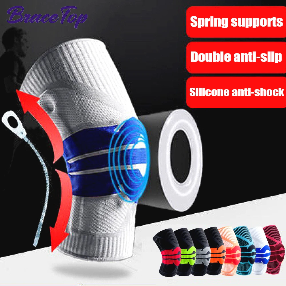 1 PCS Sports Basketball Cycling Knee Patella Protector Brace Silicone Spring Knee Pad Running Compression Knee Support Sleeves