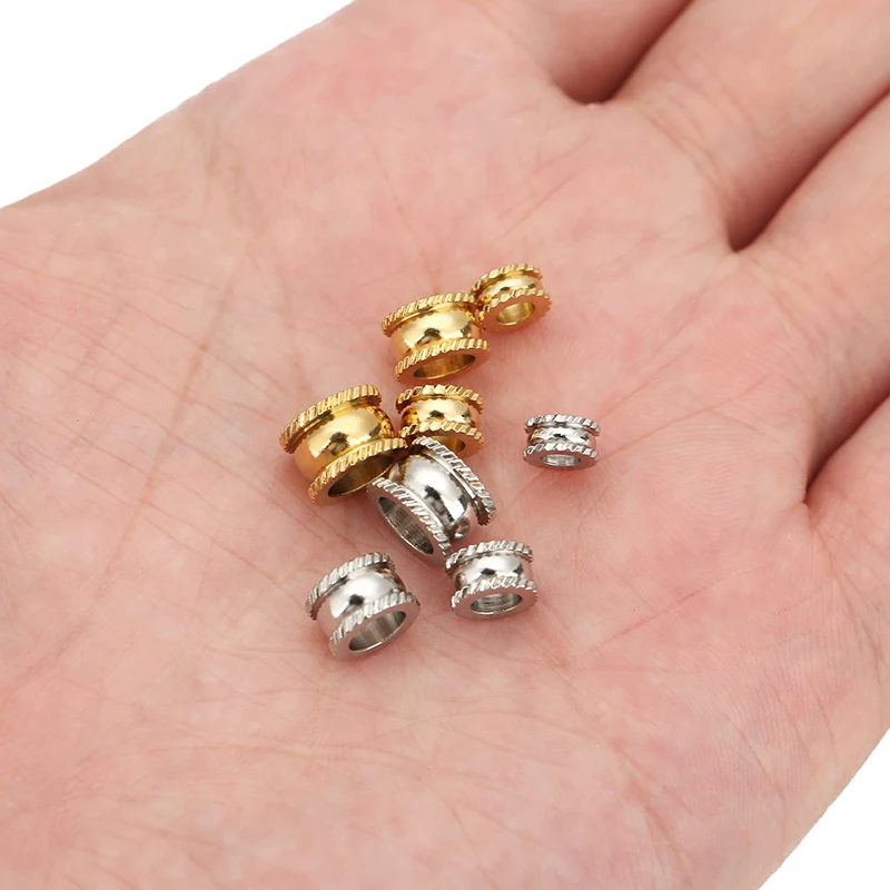 20개 6/7/8/9mm 지름 스테인리스 스틸 루즈 비즈 스페이서 비즈 DIY 쥬얼리 목걸이 용품 팔찌 액세서리