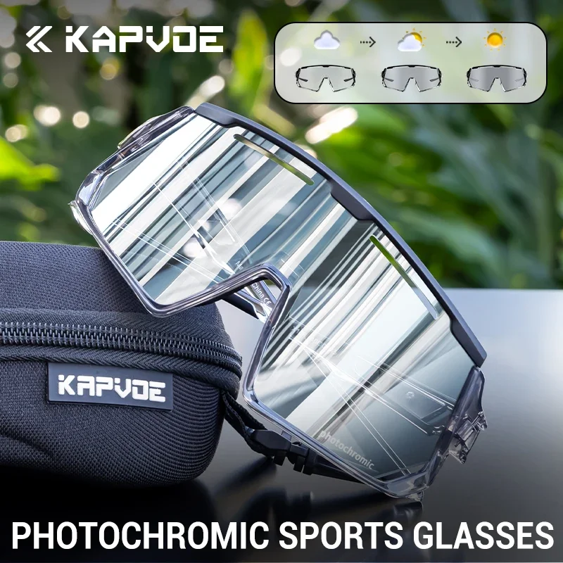 Kapvoe Farbe Photochrome Fahrradbrille Männer Frauen MTB Brille Sport Wandern Laufen Sonnenbrille UV400 Leichte Brille