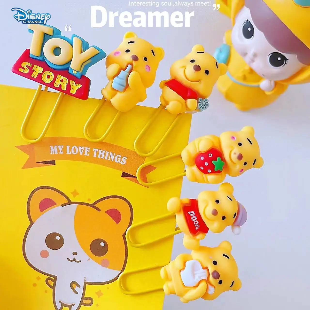 Disney Cartoon mini Winnie the Pooh honey bear paper clip paper decoration binding ins style cute pin Storage