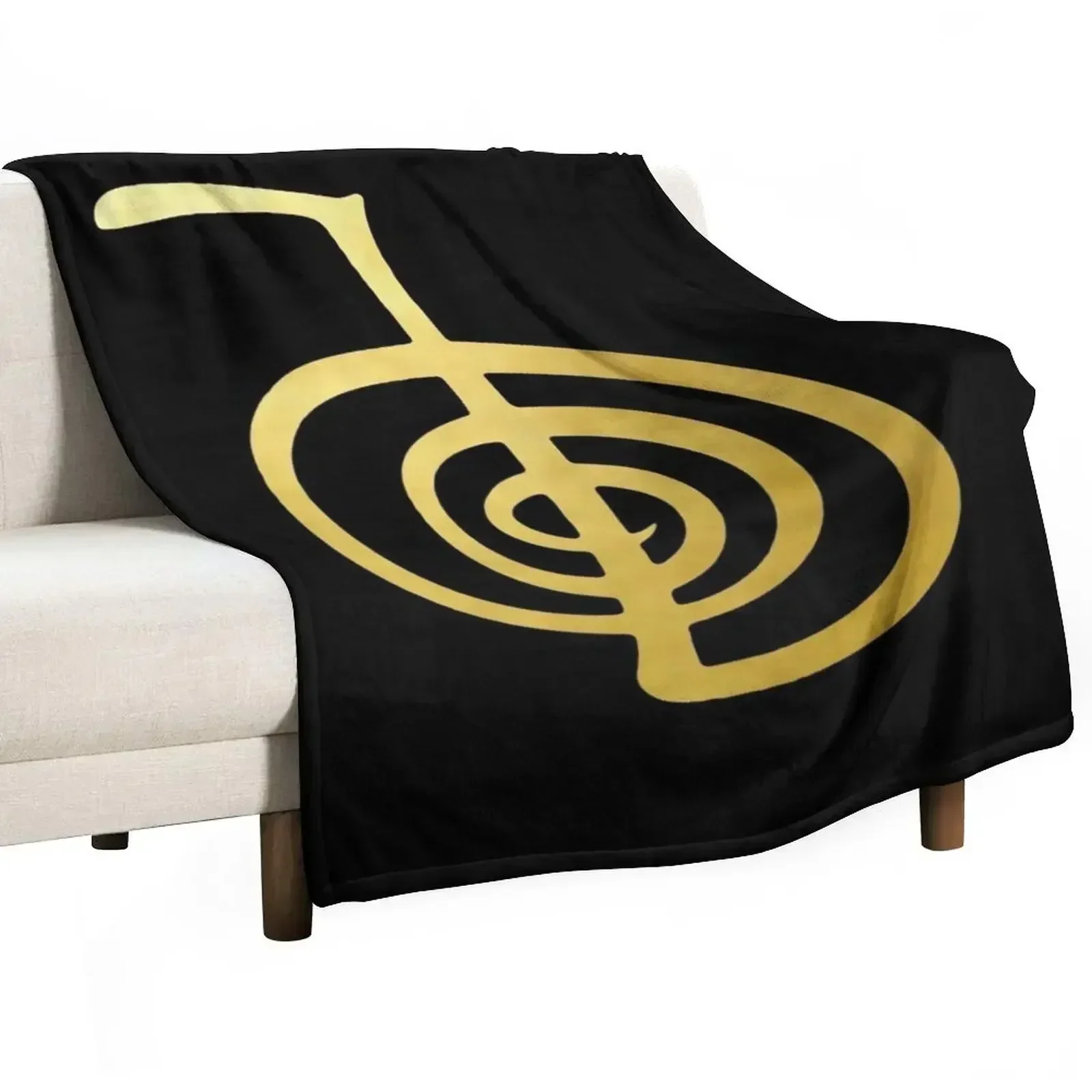 

Reiki healing CHO KU REI The Power Symbol gold spiritual element Throw Blanket Beach blankets and throws Furry Vintage Blankets