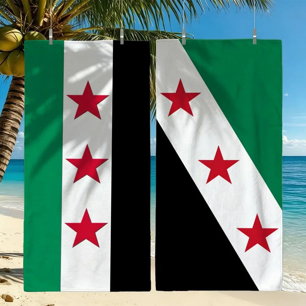 Pattern Syrian Flag Towel Towel Beach Towel Oversized Quick Dry Towel Absorbent Soft Swim BeachTowels for Men Women