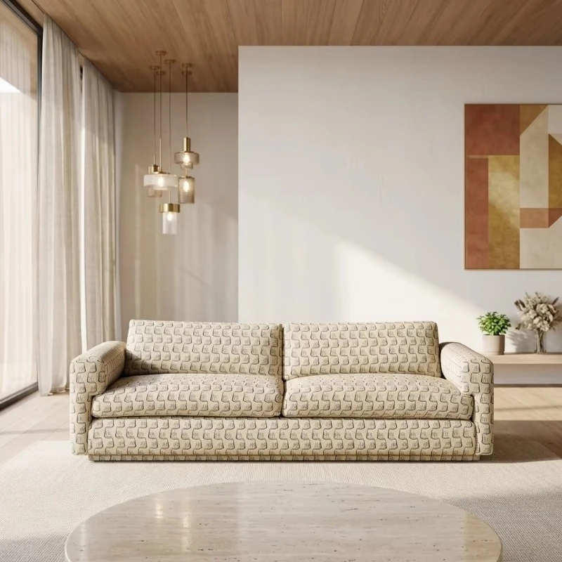 Modern geometric pattern sofa, jacquard fabric sofa modular double