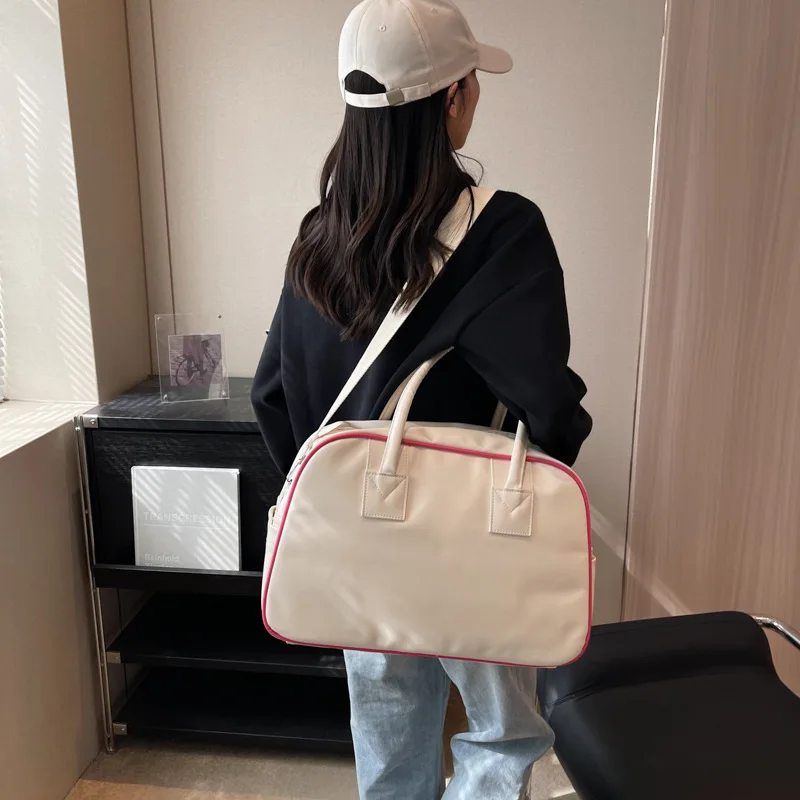 Korean Fashion PU Leather Women\'s Handbags Casual Large Capacity Fitness Travel Crossbody Bag Ins College Style Shoulder Bags