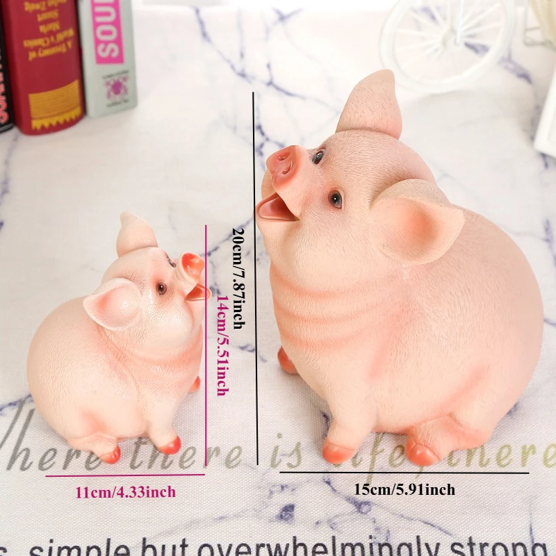 1pc Large & Small Adorable Pink Penny Bank - Durable  Resin Coin & Cash Storage Jar, Perfect Birthday Gift & Playful Home