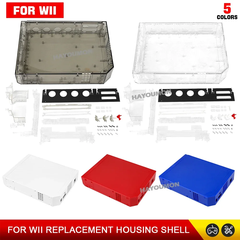 Transparente Schwarze Farbe Komplettes Gehäuse-Set Ersatz-Abdeckung für Wii Zubehör Spielkonsole Hülle mit Einzelhandelsverpackung