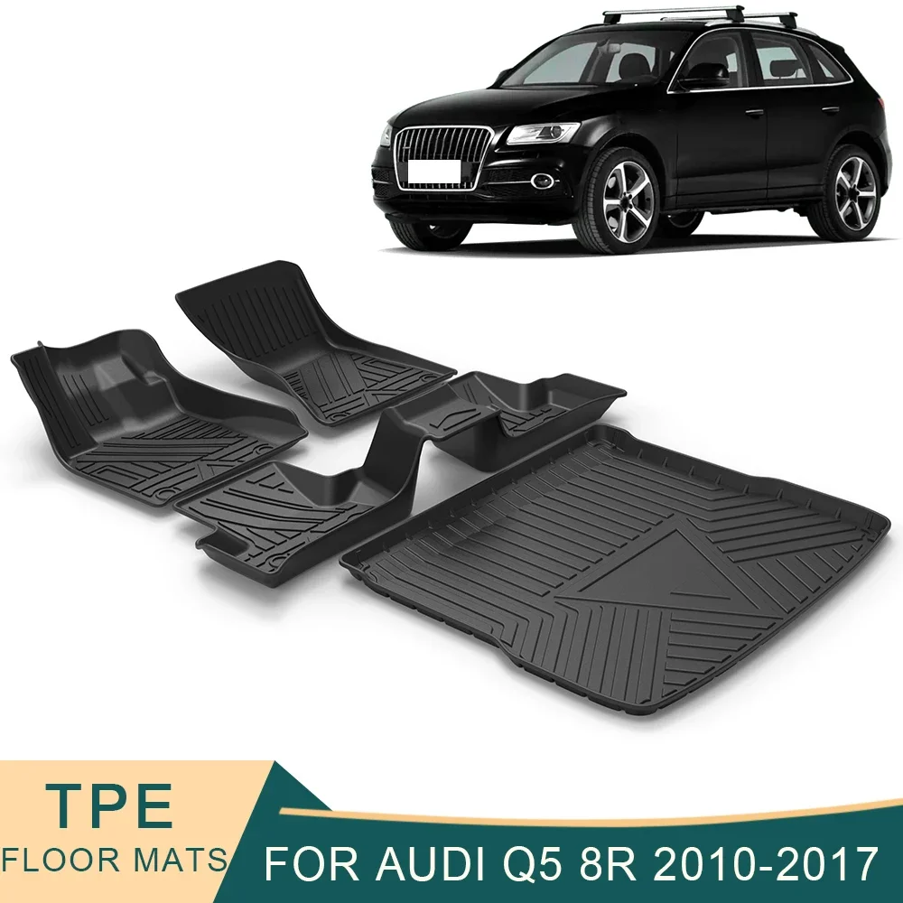 For Audi Q5 8R 2010-2017 Auto Car Floor Mats All-Weather TPE Foot Mats Odorless Pad Waterproof Tray Mat Interior Accessories