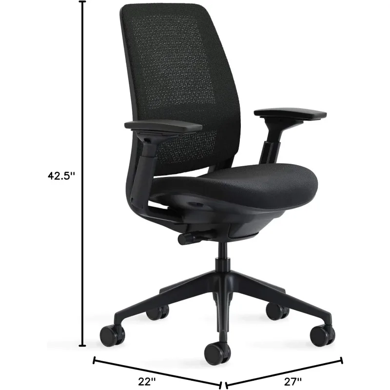 Series 2 Office Chair - Ergonomic Work Chair with Wheels for Carpet - with Back Support, Weight-Activated Adjustment & Arm