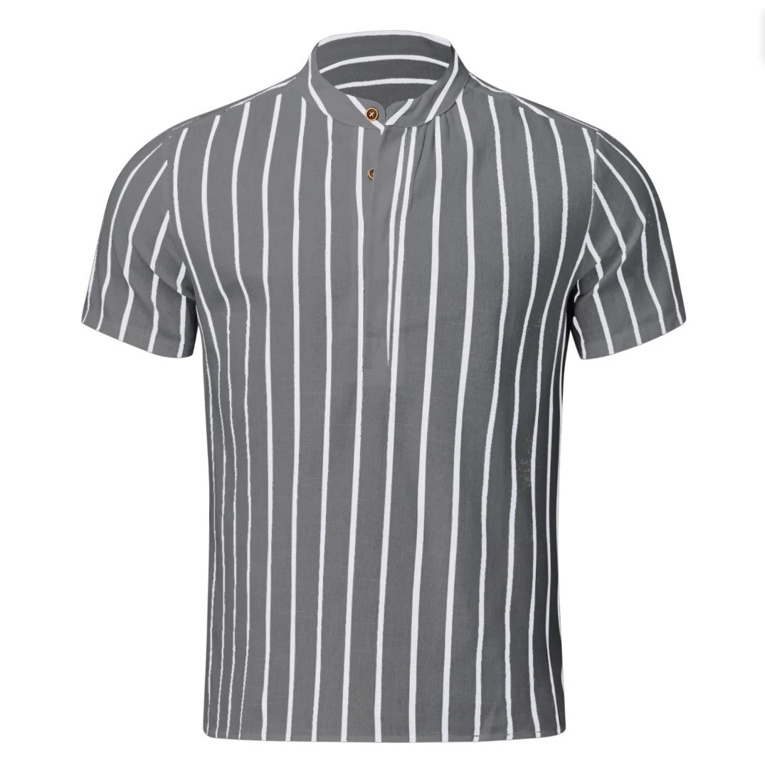 

Повседневная мужская полосатая подставка ort Sve irt, не требующая железа, прочный льняной материал, четыре сезона, универсальный M Faion