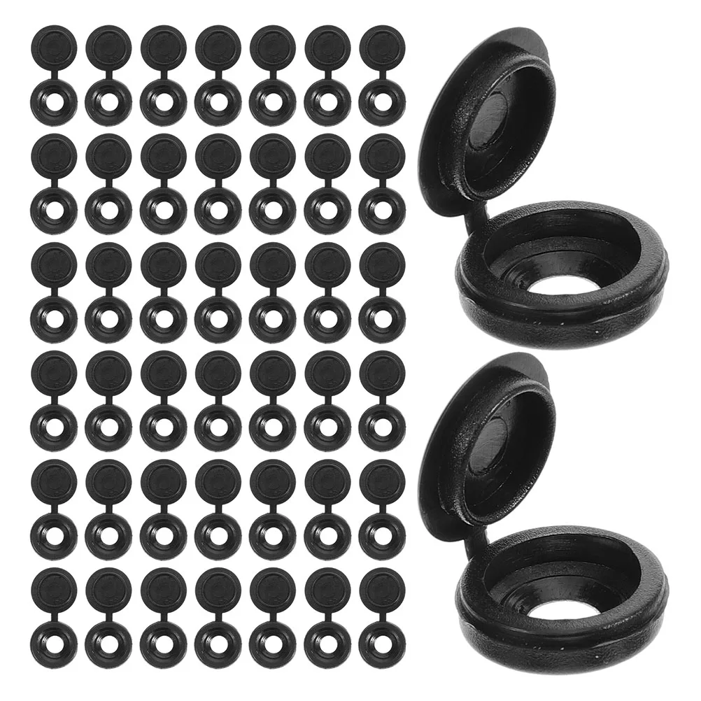 

200 Pcs Cap Cover Decorative Plastic Hole Folding Screw Covers Plugs Black Furniture Screws Washer Flip Tops Protective Caps