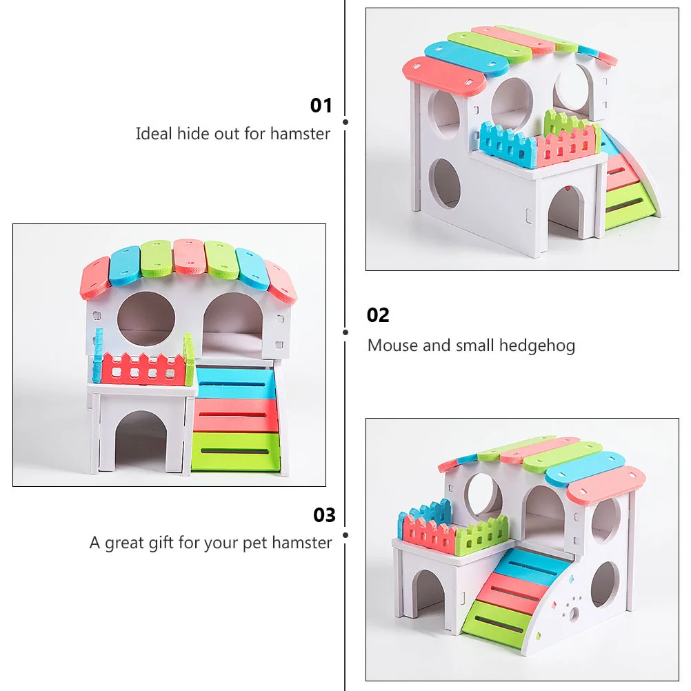 منزل هامستر خشبي مصنوع يدويًا، مخبأ للحيوانات الأليفة الصغيرة، مأوى ممتع، عش الهامستر، مستلزمات كابينة الحيوانات الأليفة الصغيرة