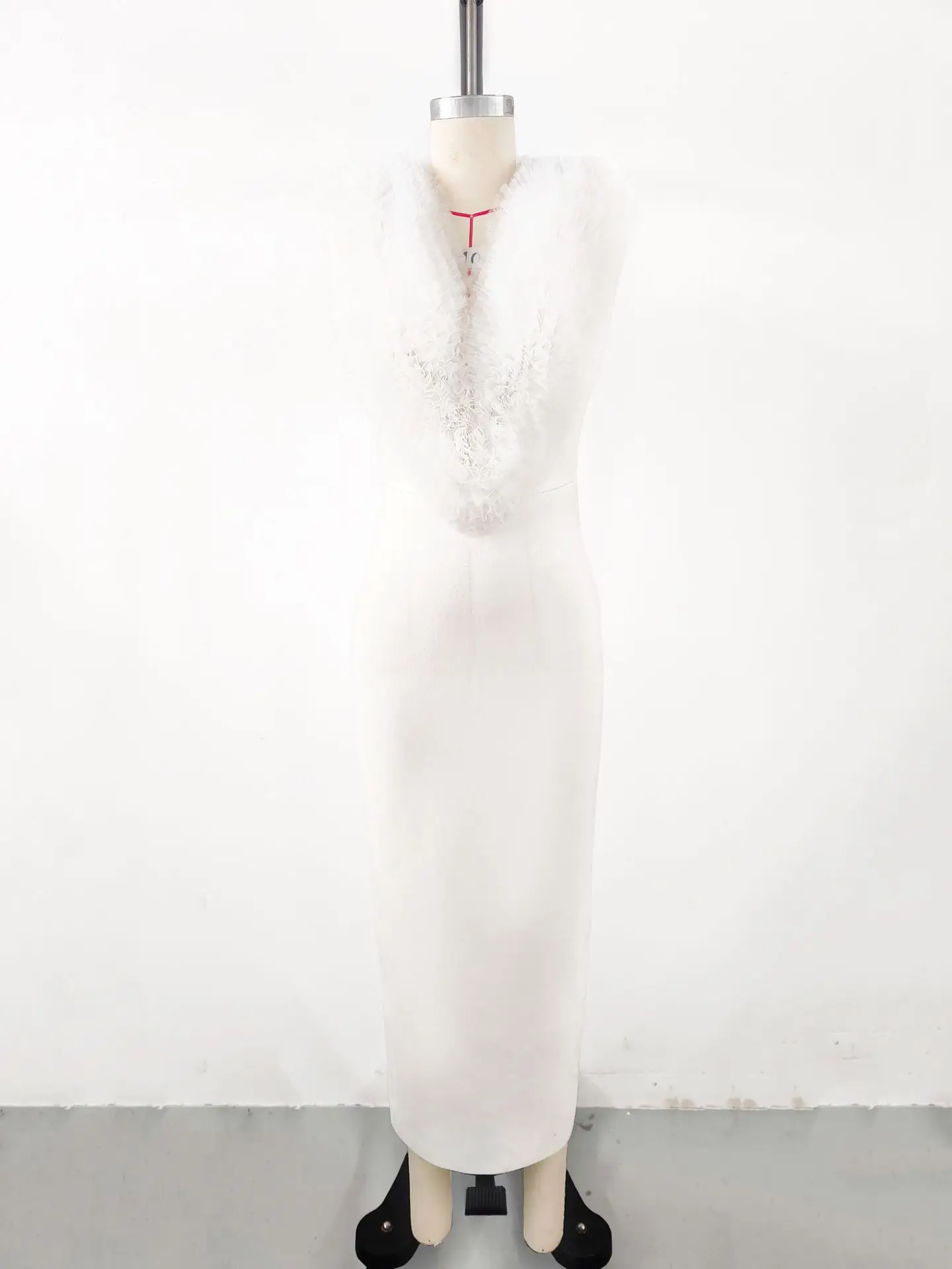 2025 novo chique de luxo feminino celebridade sexy sem mangas malha babados vestido rosa elegante festa à noite clube vestido