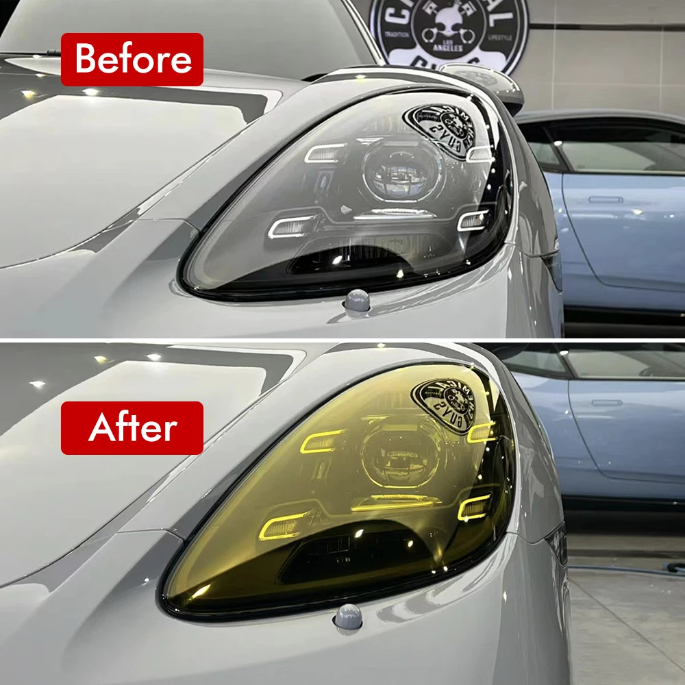 Gele Auto Auto Licht Koplamp Achterlicht Tint Vinyl Film Sticker Lamp Film Easy Stick Motorfiets Hele Auto Decoratie