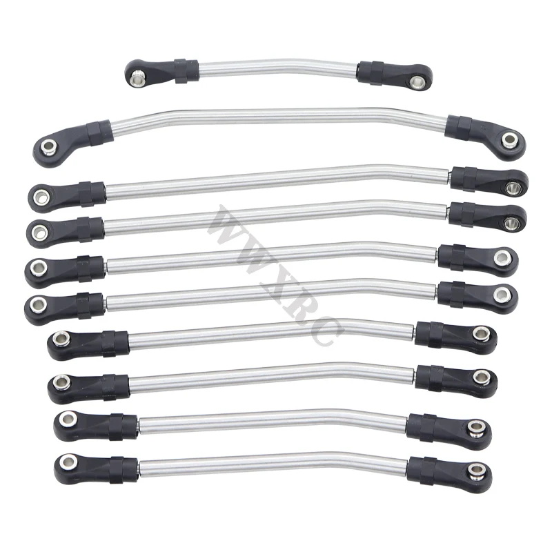 10pcs/lot Stainless Steel Link Rod Unassembled Kit 313/324MM Wheelbase for 1/10 RC Car Crawler Axial SCX10 II 90046