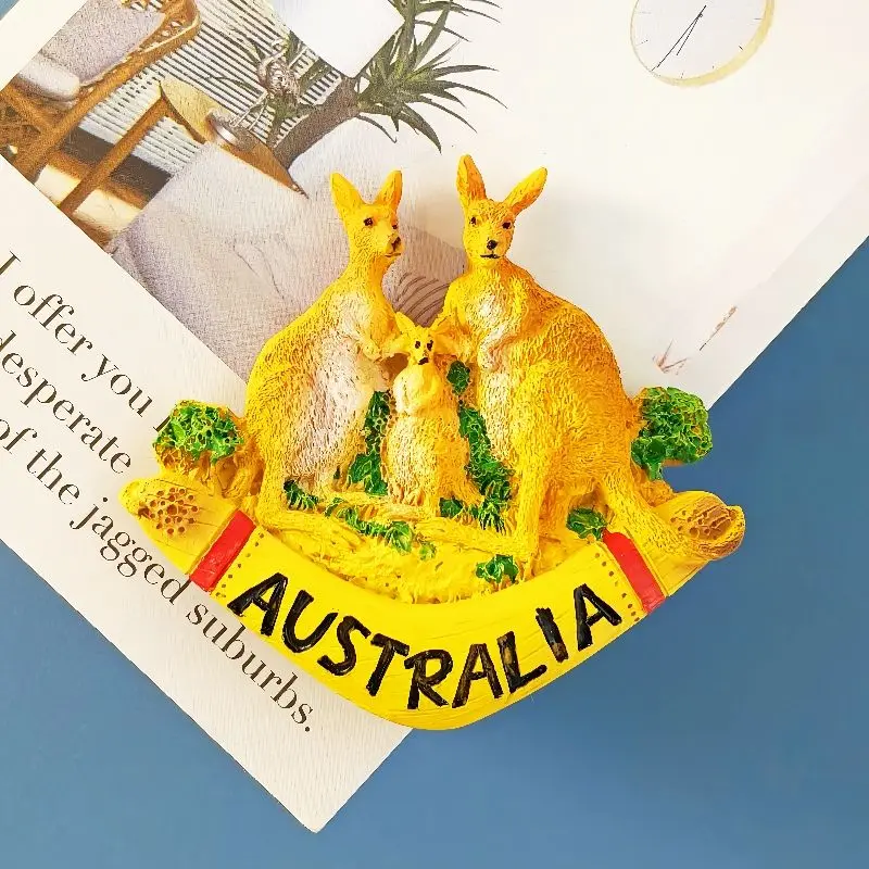 

Australian Travel Creative 3D Kangaroo Family Hand-Painted Decorative Magnet Fridge Sticker Collectible Gift