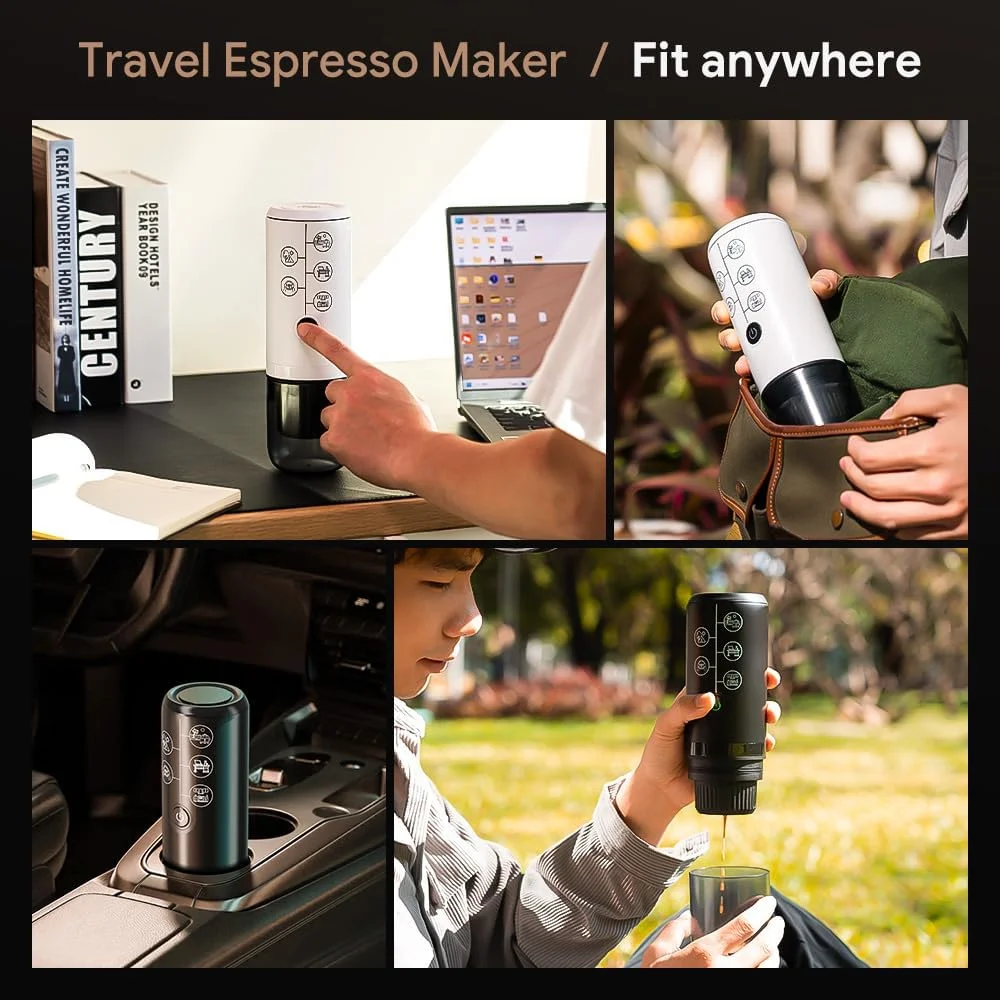 3in1 Portable Coffee Machine Wireless Rechargeable Espresso Maker Compact Mini Coffee Brewer For Car Travel Camping Daily Use