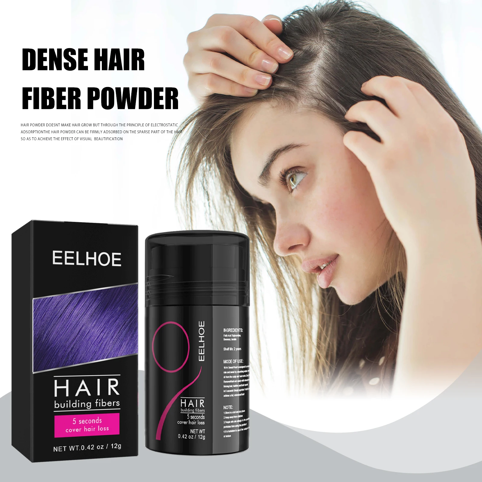 EELHOE 25g Hair Fiber Instant Hair Growth Keratin Hair Building Fibers Powder Applicator Comb Extension Hair In Second 10 Color