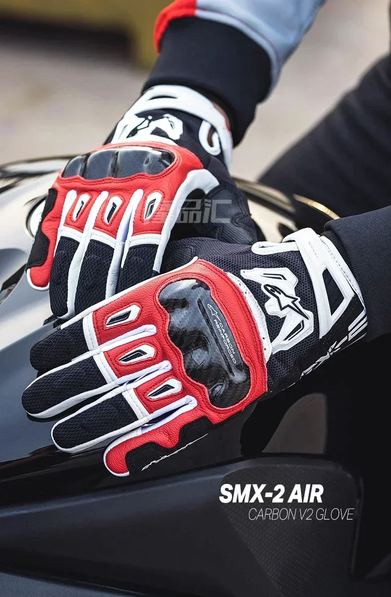 Original SMX-2 V2 Carbon Fiber Motorcycle Gloves Breathable Motocross Hard Gloves Touch Screen Gasket Bike Motocross Motorcycle