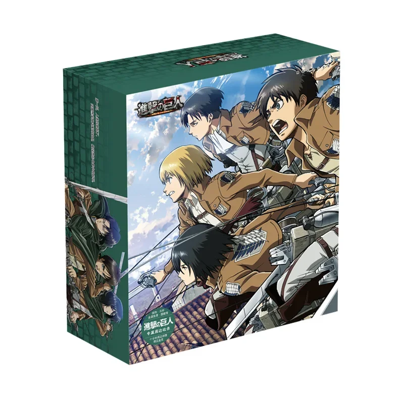 

Anime Attack on Titan Toy Shingeki no Kyojin Gift BOX Mikasa Eren Armin Poster Keychain Postcard Water Cup Bookmark Storage Box