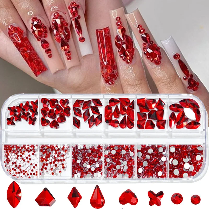 3D AB Glitter Strass Multicolor Nail Art Pietre di cristallo Dimensioni miste Gemme di cristallo per unghie Decorazione per unghie Accessori per unghie