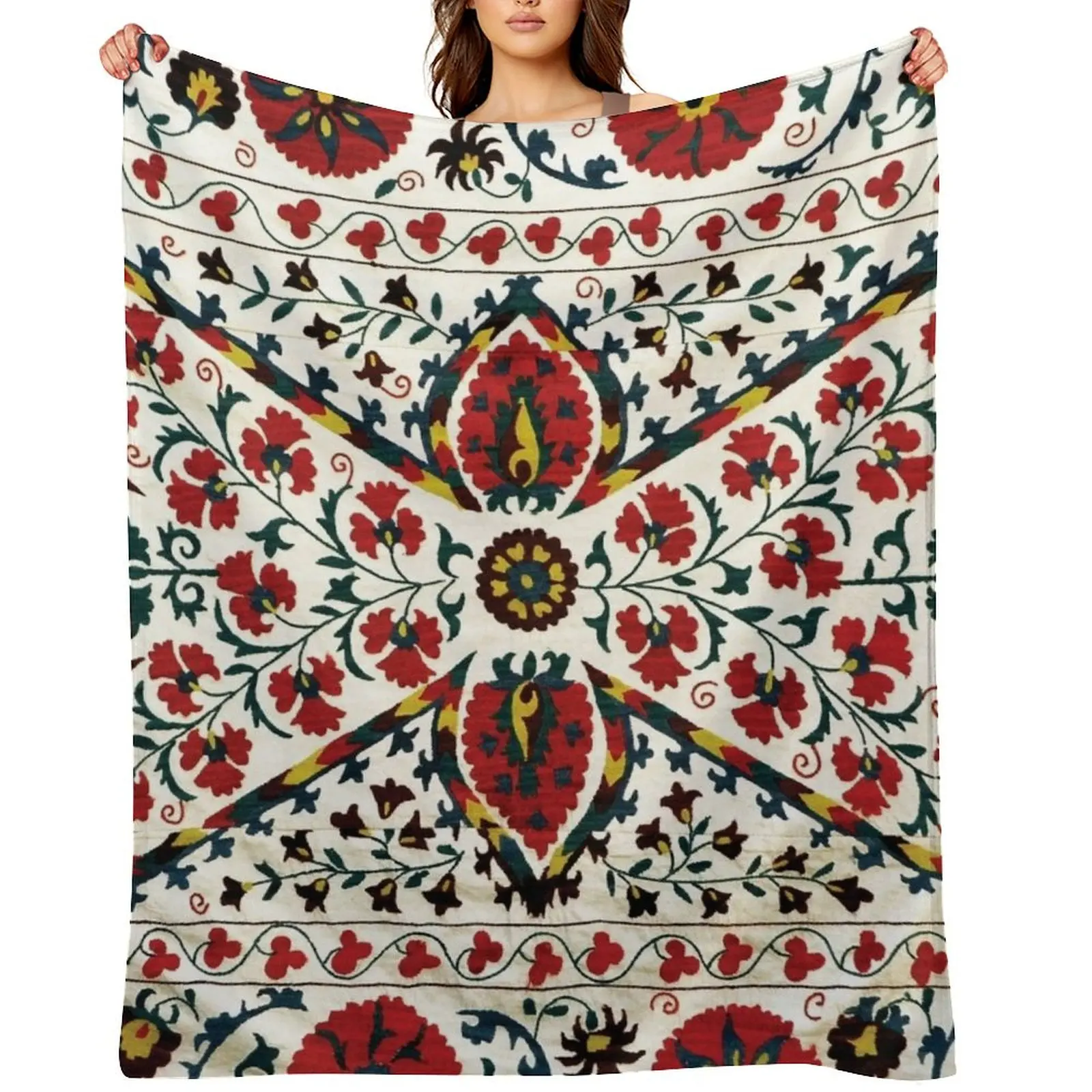 

Vintage Bohemian Suzani 23 Throw Blanket Soft Plush Plaid Soft Beds Loose Personalized Gift Blankets