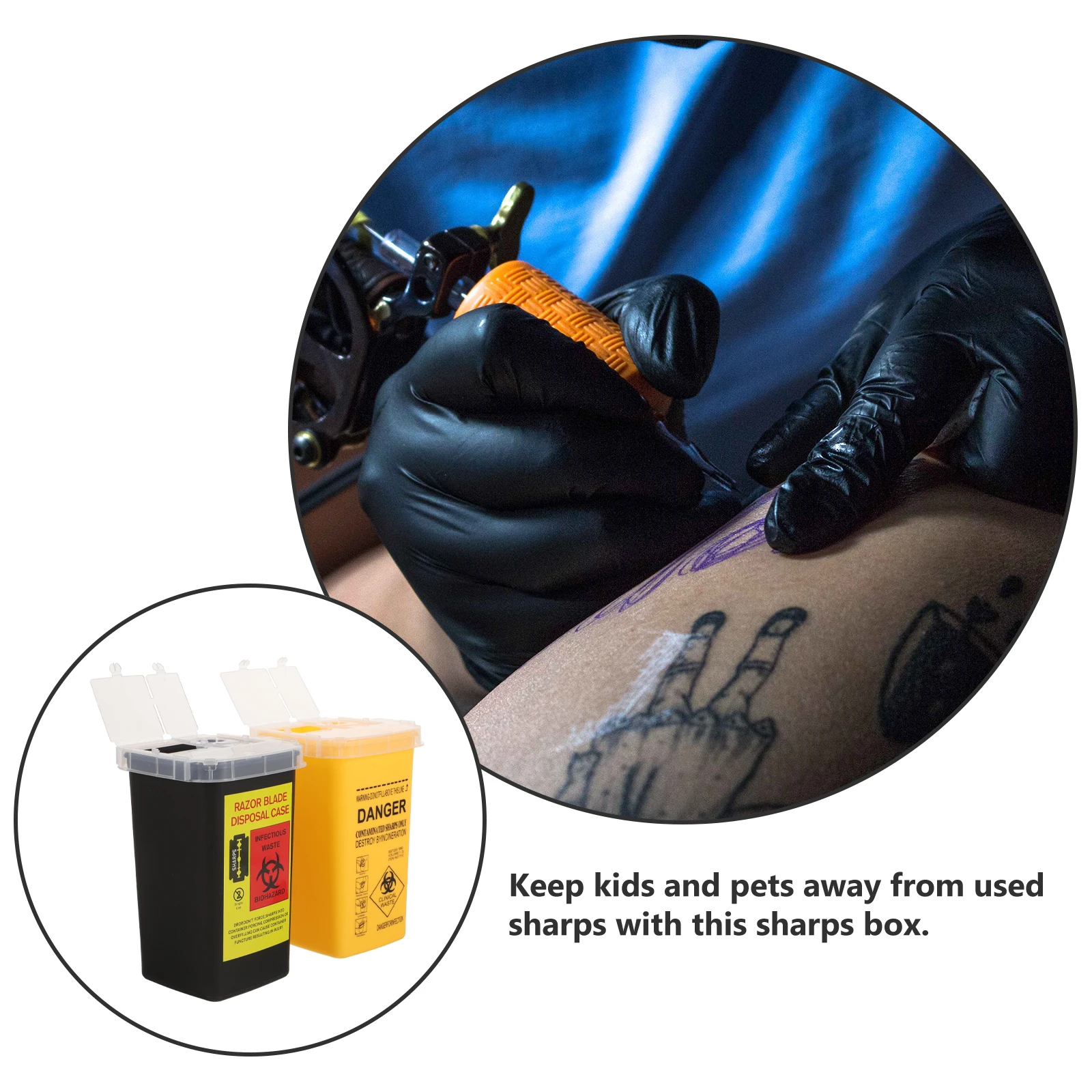 

2Pcs Collection Bucket Yellow Black Plastic Waste Paper Bin Tool Box Disposal Tattoo Home Use Safe Compact