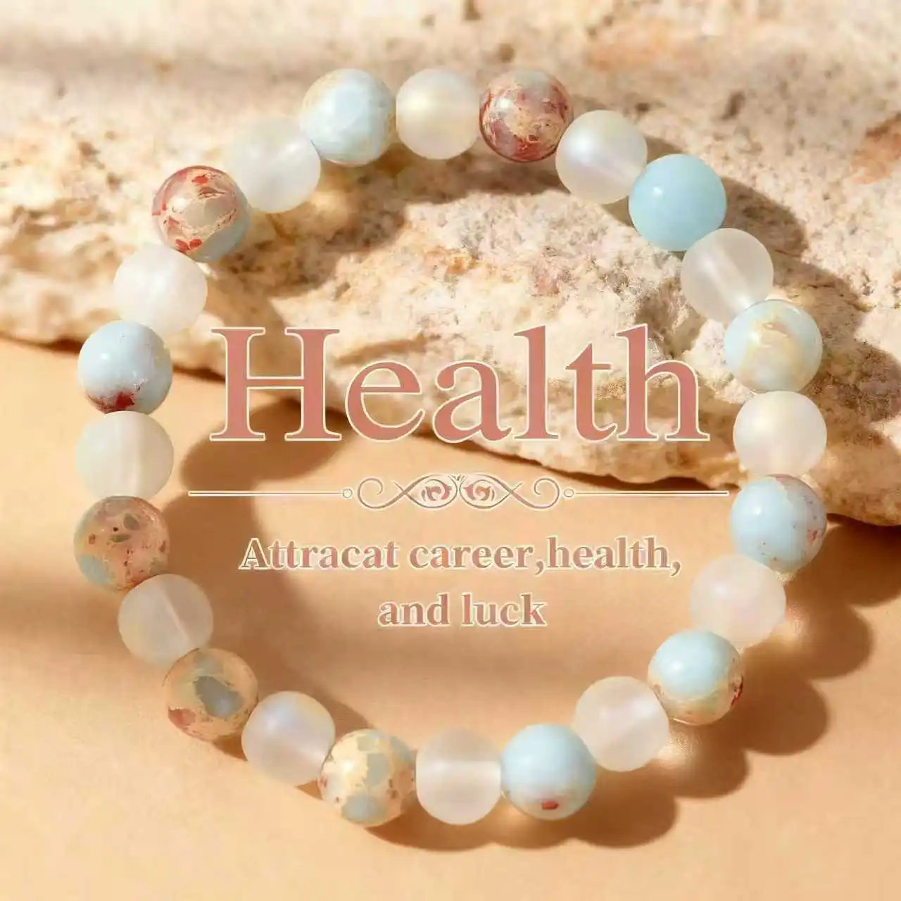 Halo-Quarz- und Ozeansediment-Perlenarmband Unisex Shoushan-Stein Erfrischender Reinigender Magnetfeld-Schmuck – Detail 1