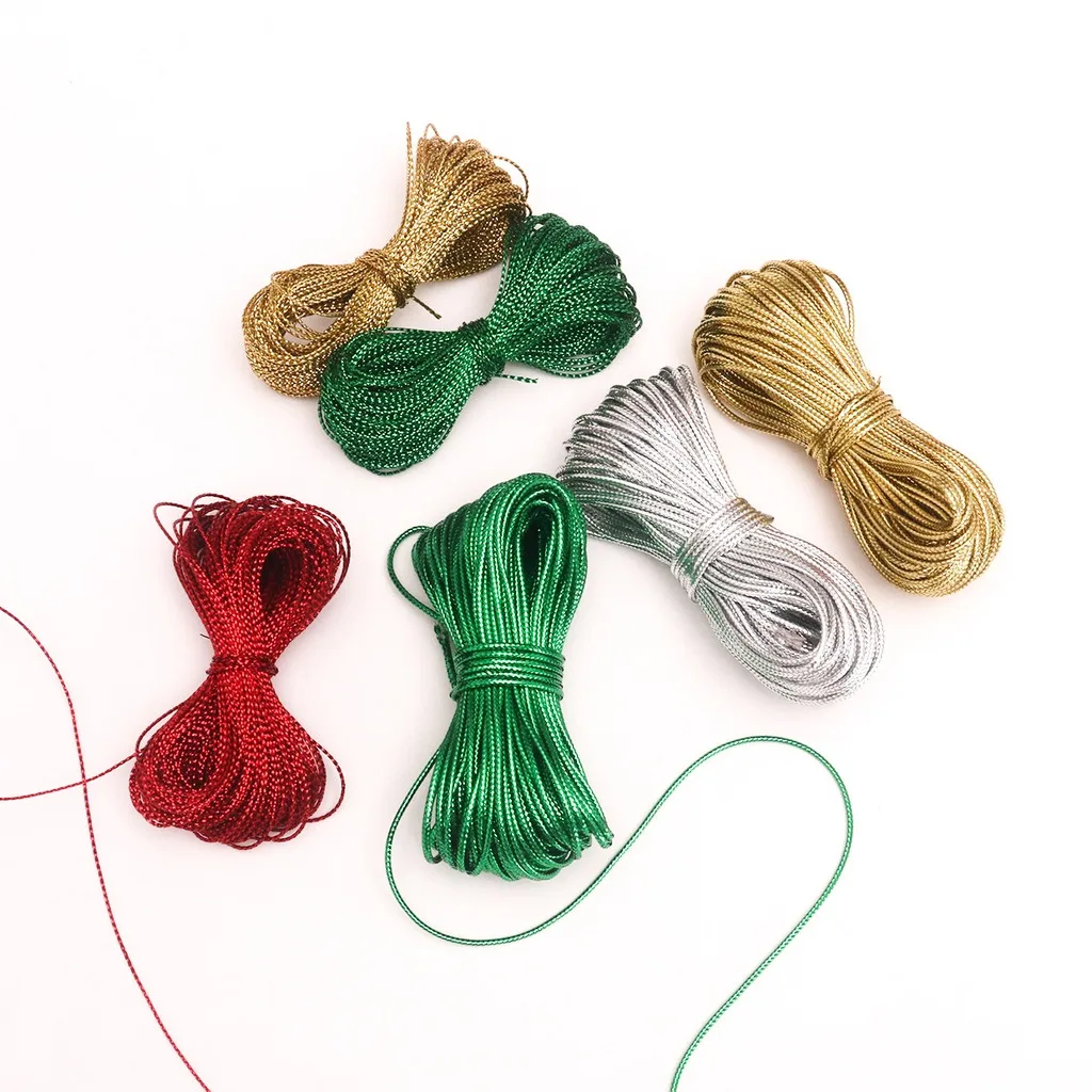 20 Yards 0.8/1.5cm Red Glitter Braided Christmas Decoration Rope Nylon Cord Thread String Rope for DIY Xmas Crafts Gift Wrapping