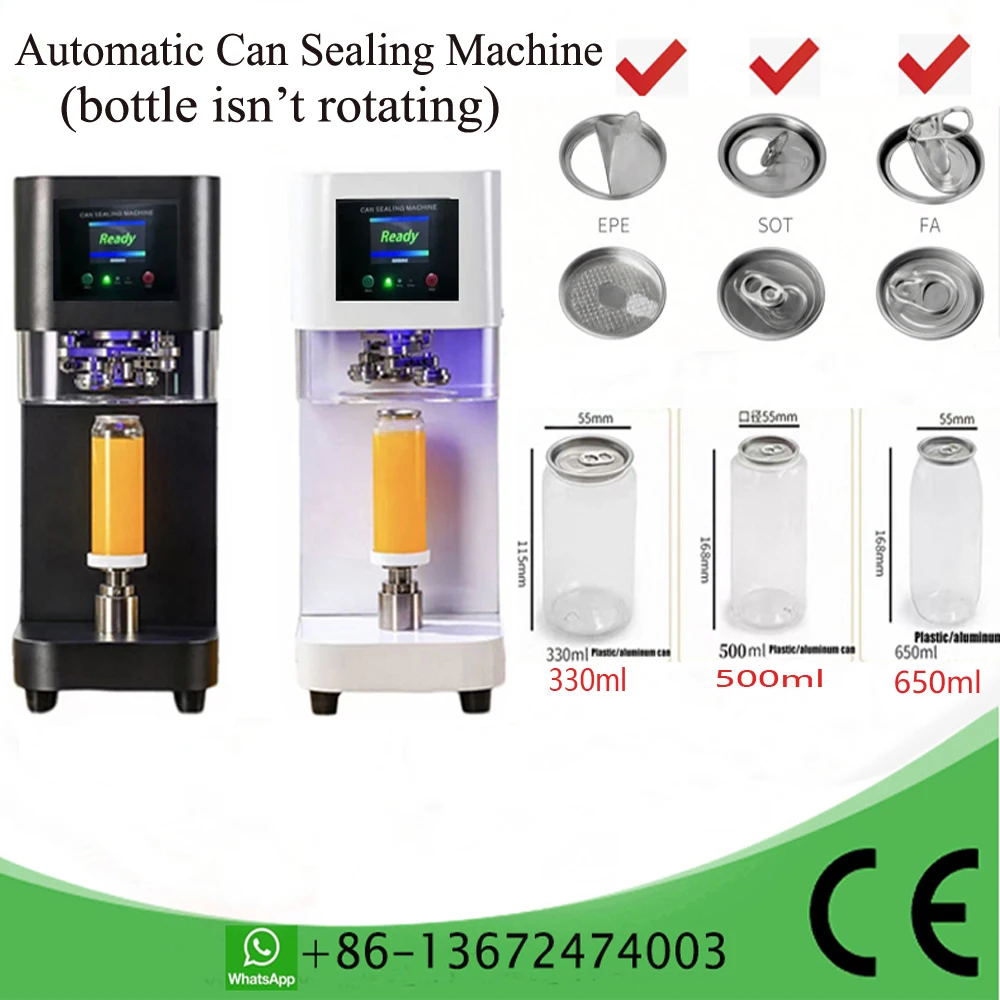 

Коммерческая машина для запечатывания банок 330/500/650 мл, упаковщик для банок, калибр 55 мм, бутылка для напитков с молоком, чаем, алюминиевая бутылка из ПЭТ