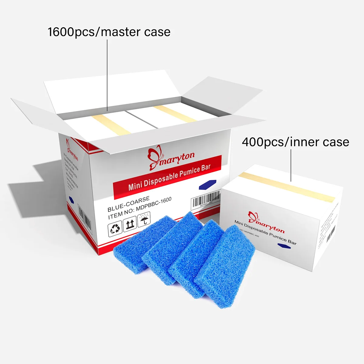 

1600Pcs Dead Dry Skin Scrub Callus Remover Exfoliate Feet Pedicure Handle Pumice Stone Mini Pumice Pad