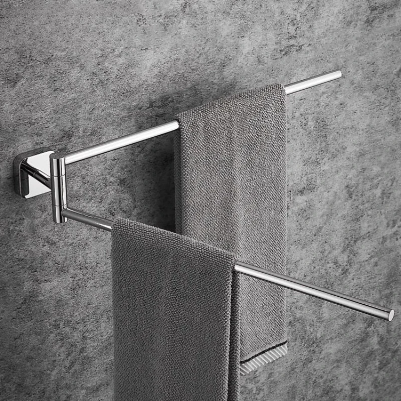 No Drill 304 Stainless Steel Adjustable Rotating Towel Bar for Bathroom Hotel Super Heavy Duty Strong Durable Wall Mount Holders