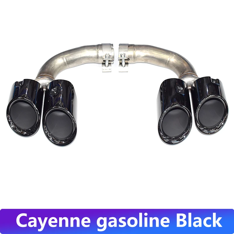 1 paar Voor 2018-2025 Porsche Cayenne Benzine Hybride Uitlaatpijp Upgrade GTS Rvs Zwart Quad Uitlaat tip Nozzle