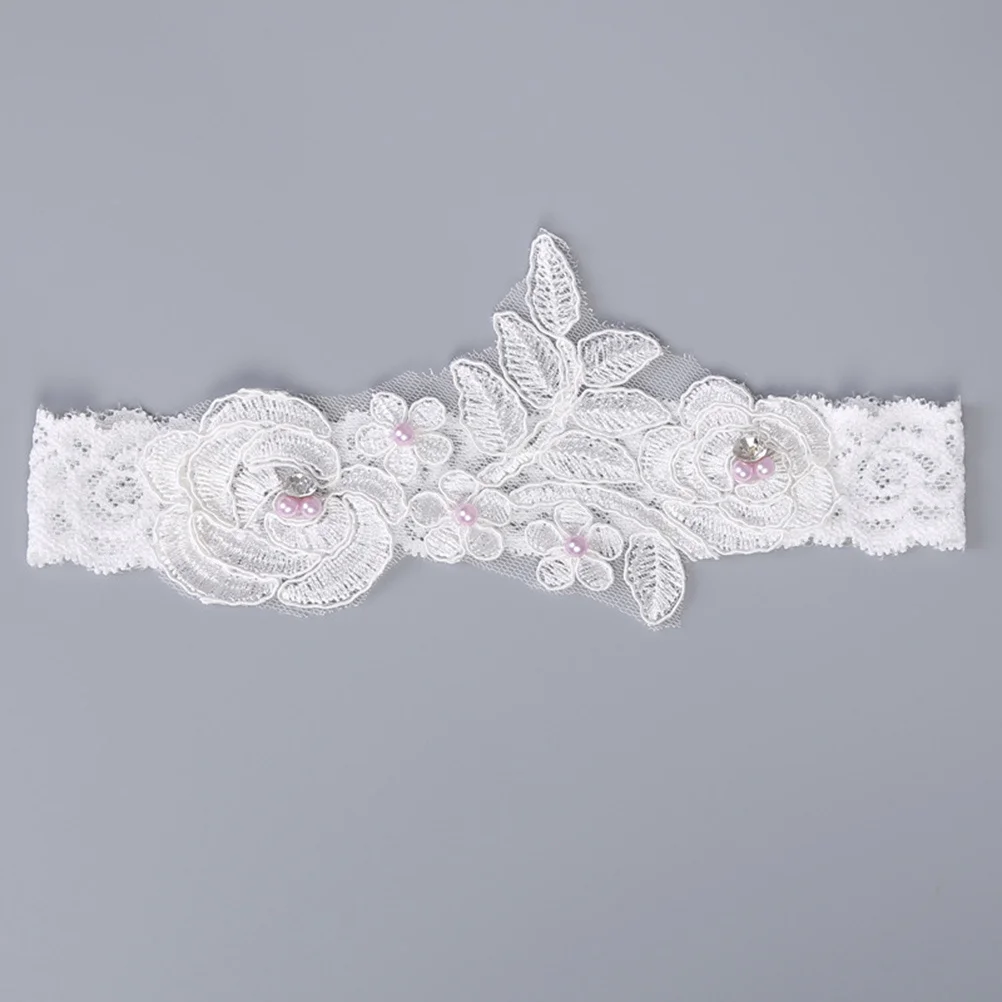 

Lace Wedding Garter For Bride Adjustable Beaded Rhinestone Trim Bridal Party Favor Prom Decor Elastic Strap 60Cm