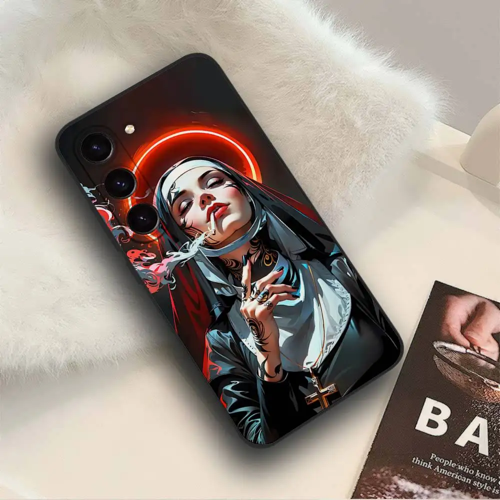 Casing Ponsel Nuns Beauty Untuk Samsung S24/S25/S22 S30/Note20/Lite/Ultra/5G/Plus/FE - Perlindungan Anti Benturan