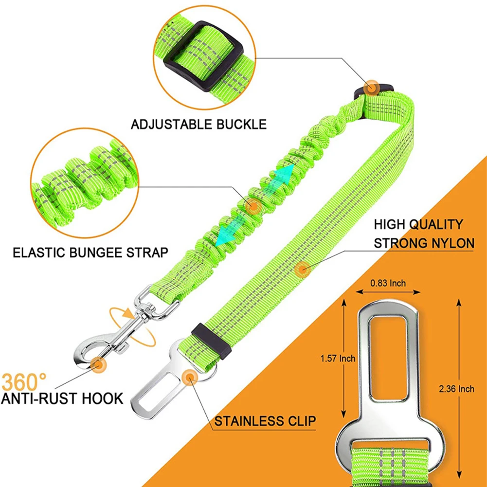 Pet Car Seat Belt Nylon Lead Leash Vehicle Backseat Safety Belt Adjustable Dogs Harness Collar Outdoor Walking Pet Accessories